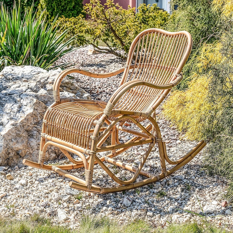 Fotel bujany rattanowy Leon naturalny, 68 x 105 x 86