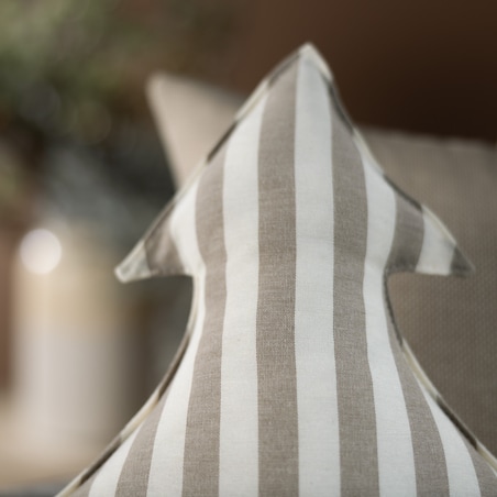 Poduszka Choinka 38x40cm, beżowo-białe pasy (1,5cm), 38x40x8cm, Christmas