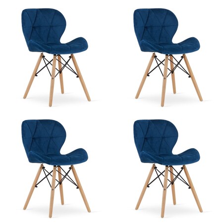 Krzesło Do Jadalni Kuchni Salonu Lago Aksamit - Granatowe X 4