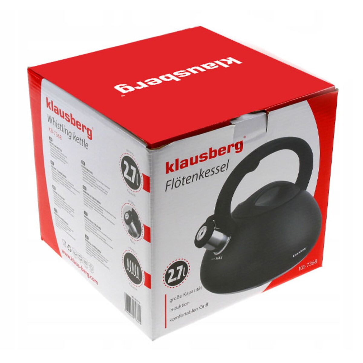 Czajnik stalowy z gwizdkiem czarny 2.7L KLAUSBERG