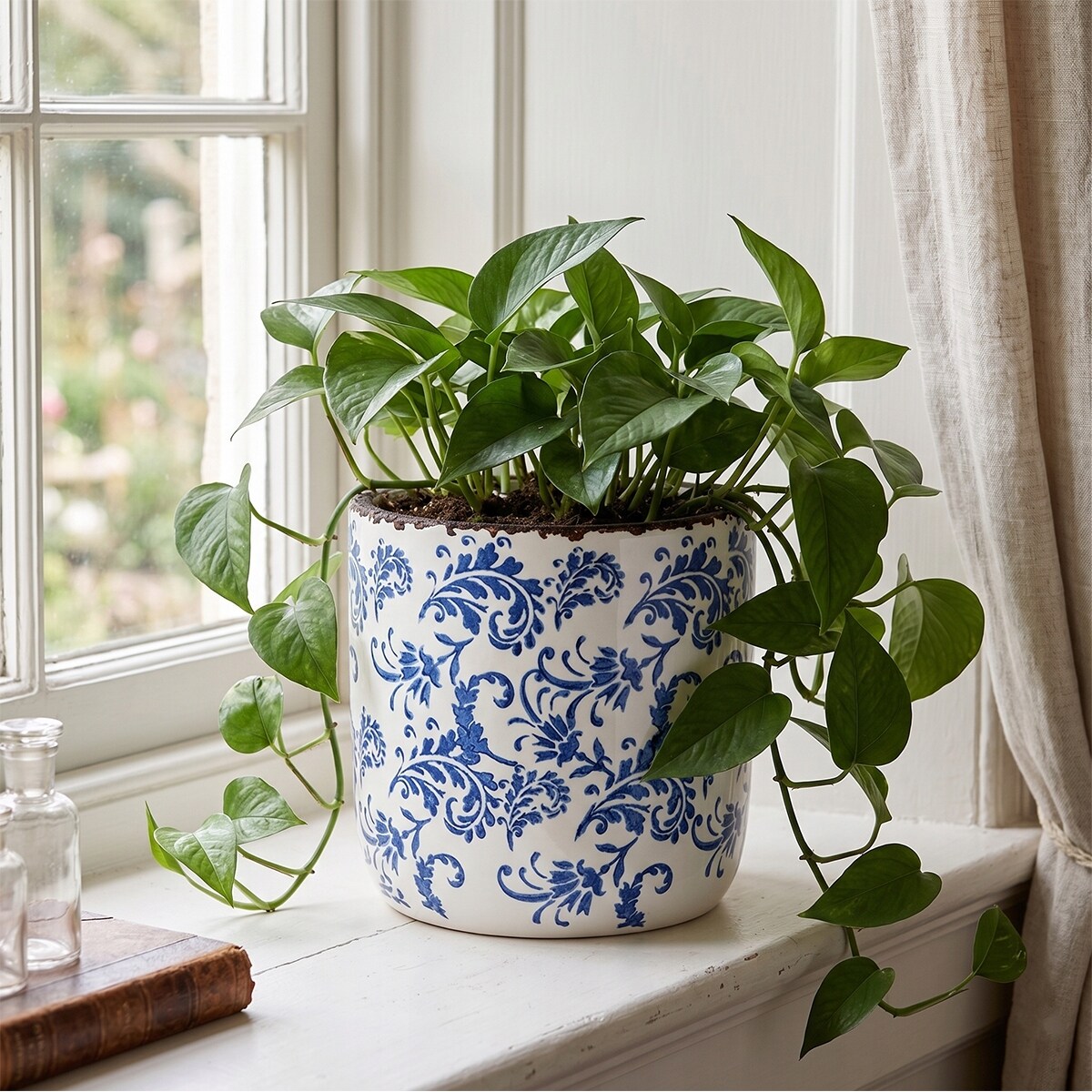 DONICZKA CERAMICZNA 23cm DUŻA NA BALKON TARAS KWIATY BONSAI BIAŁA OSŁONKA