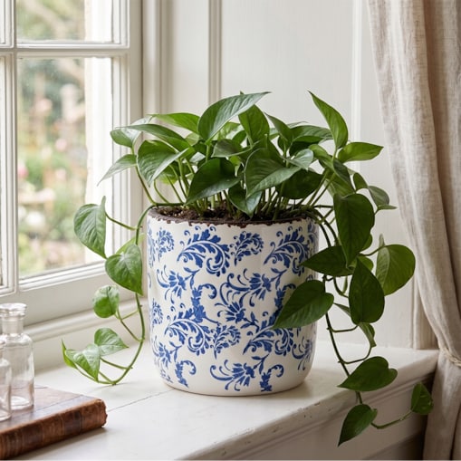 DONICZKA CERAMICZNA 23cm DUŻA NA BALKON TARAS KWIATY BONSAI BIAŁA OSŁONKA