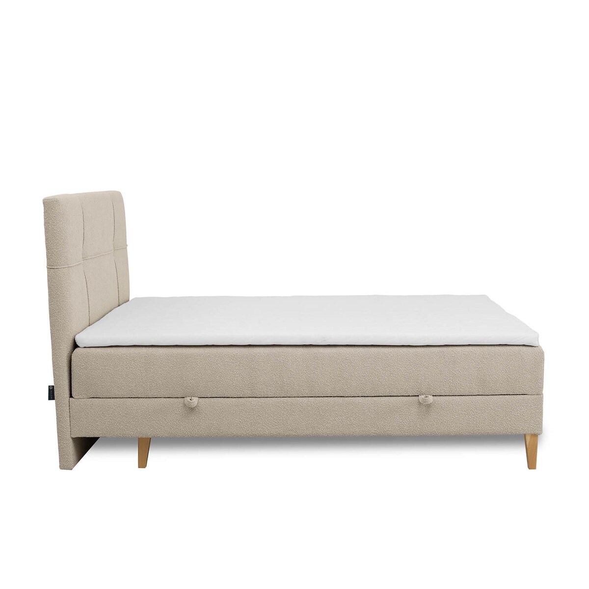 Łóżko kontynentalne EVERTON 200x200 z pojemnikiem, Beż, tkanina Baloo 2075
