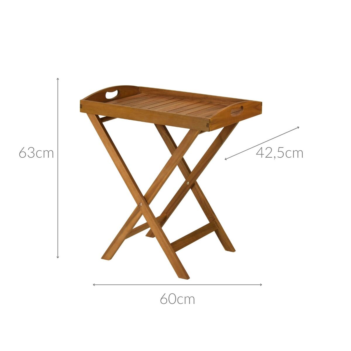 Drewniany stolik z przenośną tacą do serwowania, 60 cm