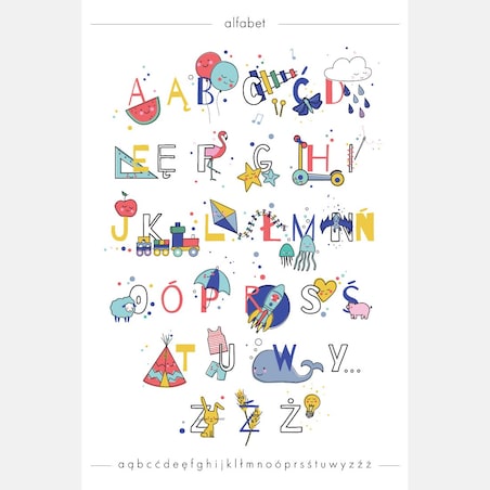 Plakat dla dzieci Alfabet kolorowy 20x30