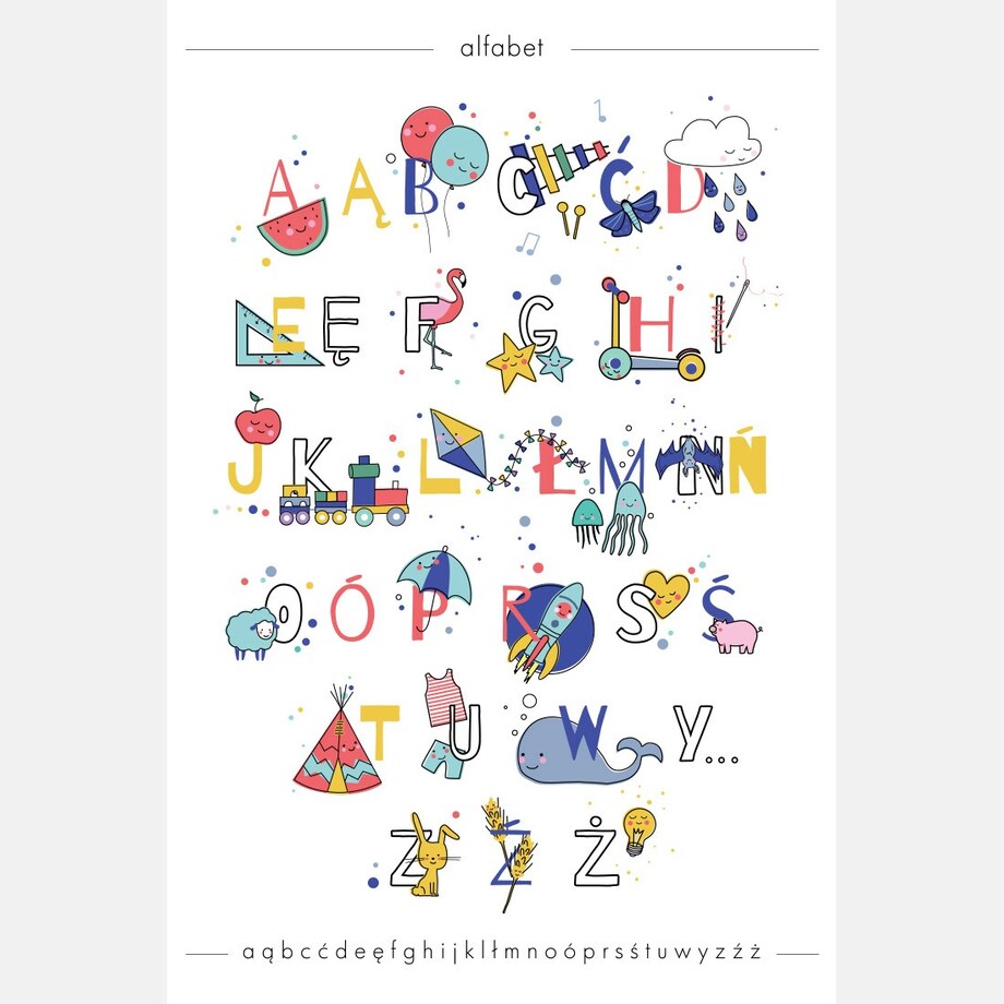 Plakat dla dzieci Alfabet kolorowy 20x30