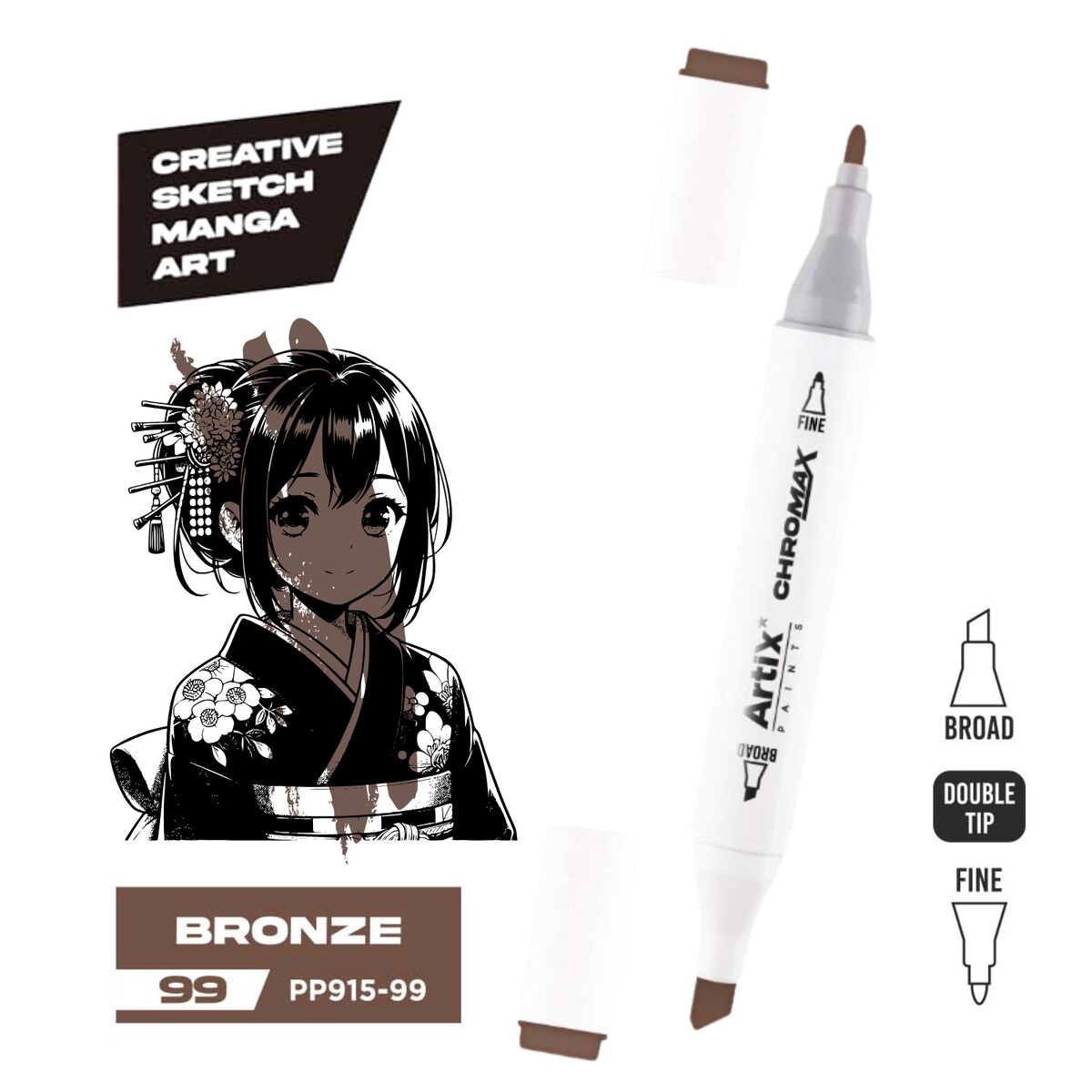 dwustronny marker kreatywny artix pp915-99 bronze