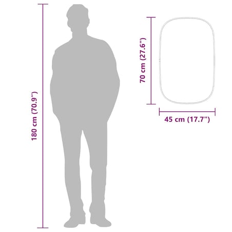 vidaXL Lustro ścienne, srebrne, 70x45 cm