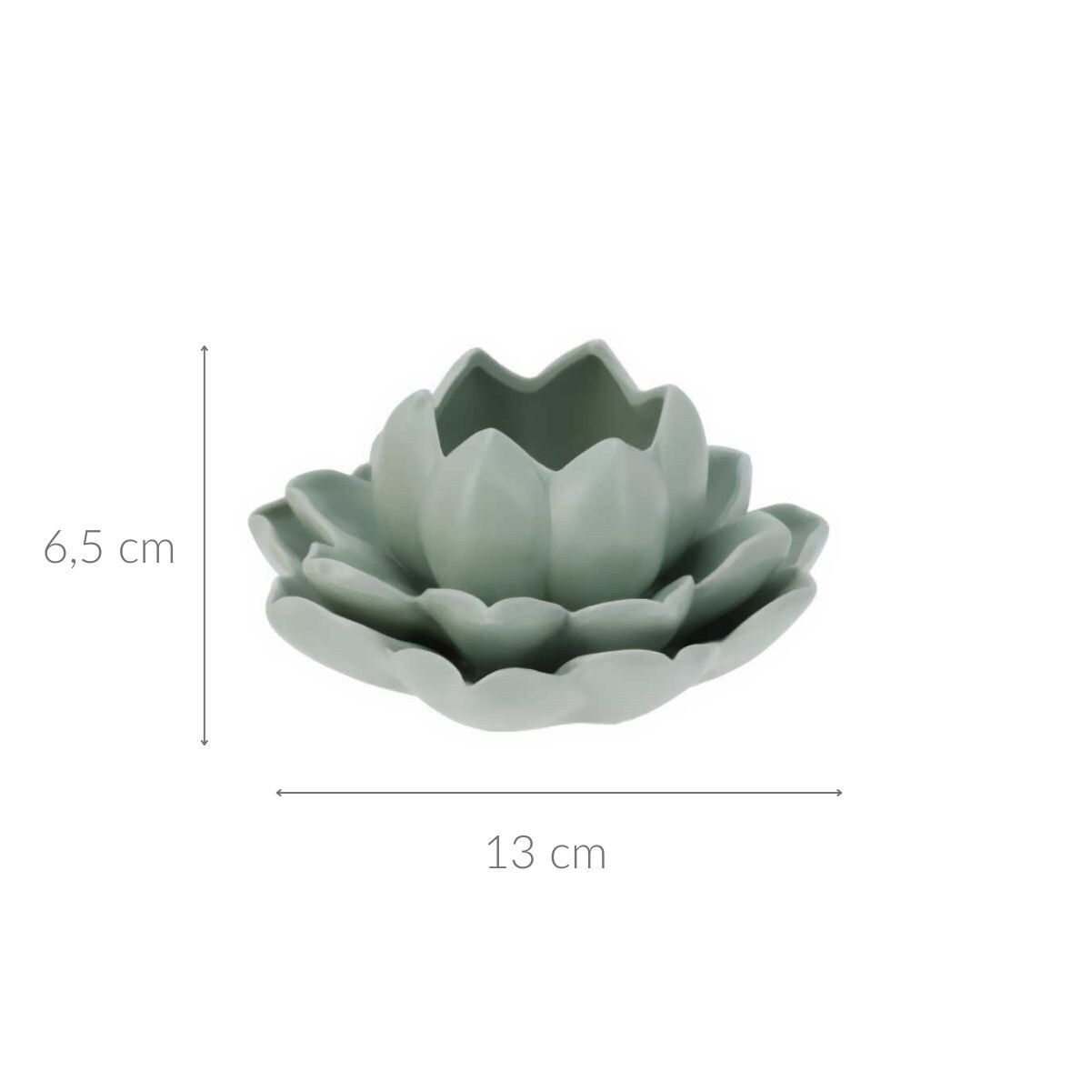 Świecznik na tealight kwiat lotosu z porcelany, 12,5 x 13 x 6,5 cm