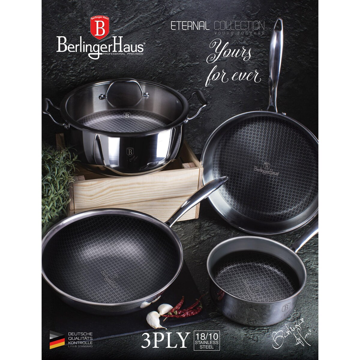 Garnek stalowy 18/10 2.7L 20cm BERLINGER HAUS Eternal Collection