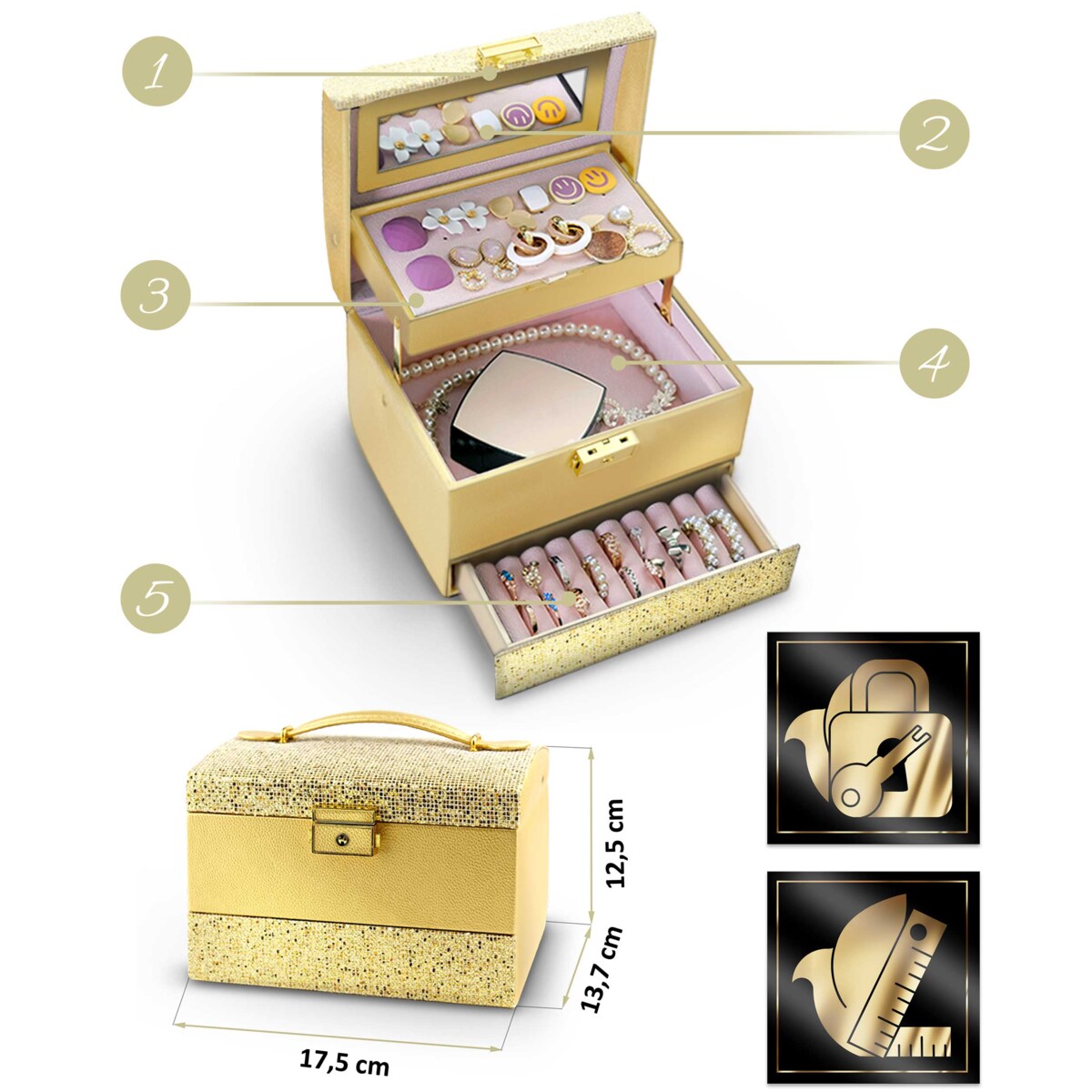 Szkatułka na biżuterię skrzynka pudełko kuferek Massido