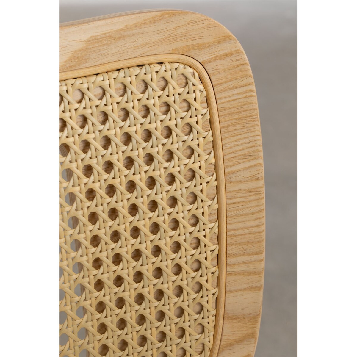 Krzesło barowe z drewna, rattanu i ekoskóry Raysa naturalne