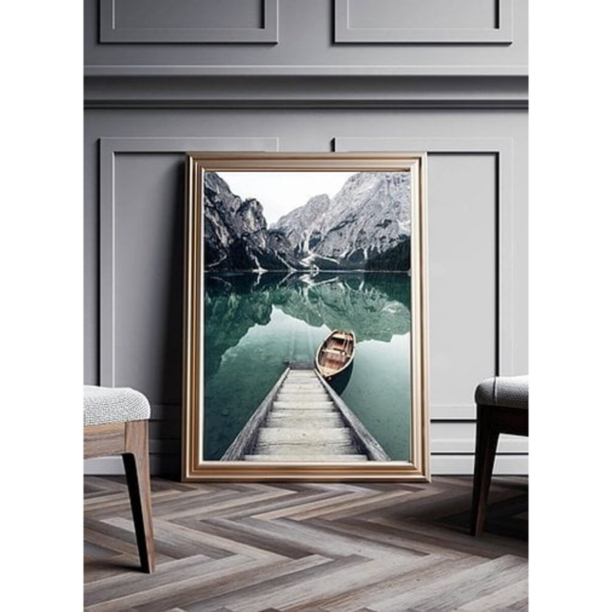 Poster Story, Plakat, Obraz - Drewniana Łódź, wymiary 60 x 84 cm