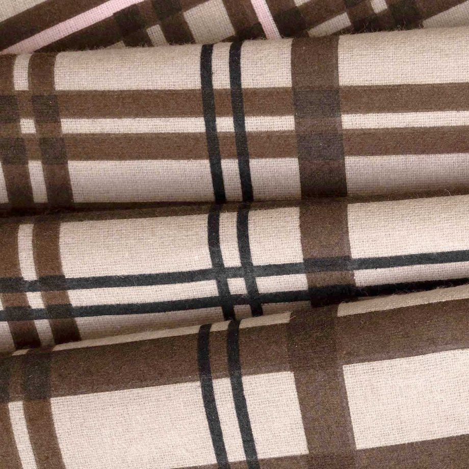Poszewka flanelowa 40x40 Manhattan Brown, brązowa w kratę, Flanelove, Darymex