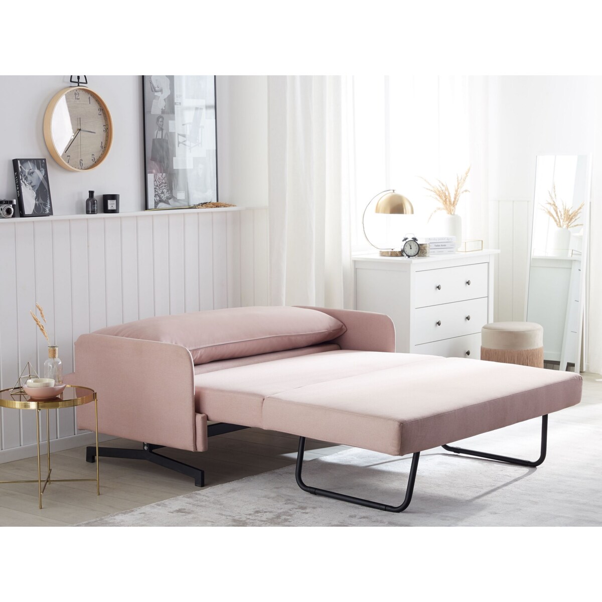 Sofa rozkładana BELFAST Różowy dla 2 osób