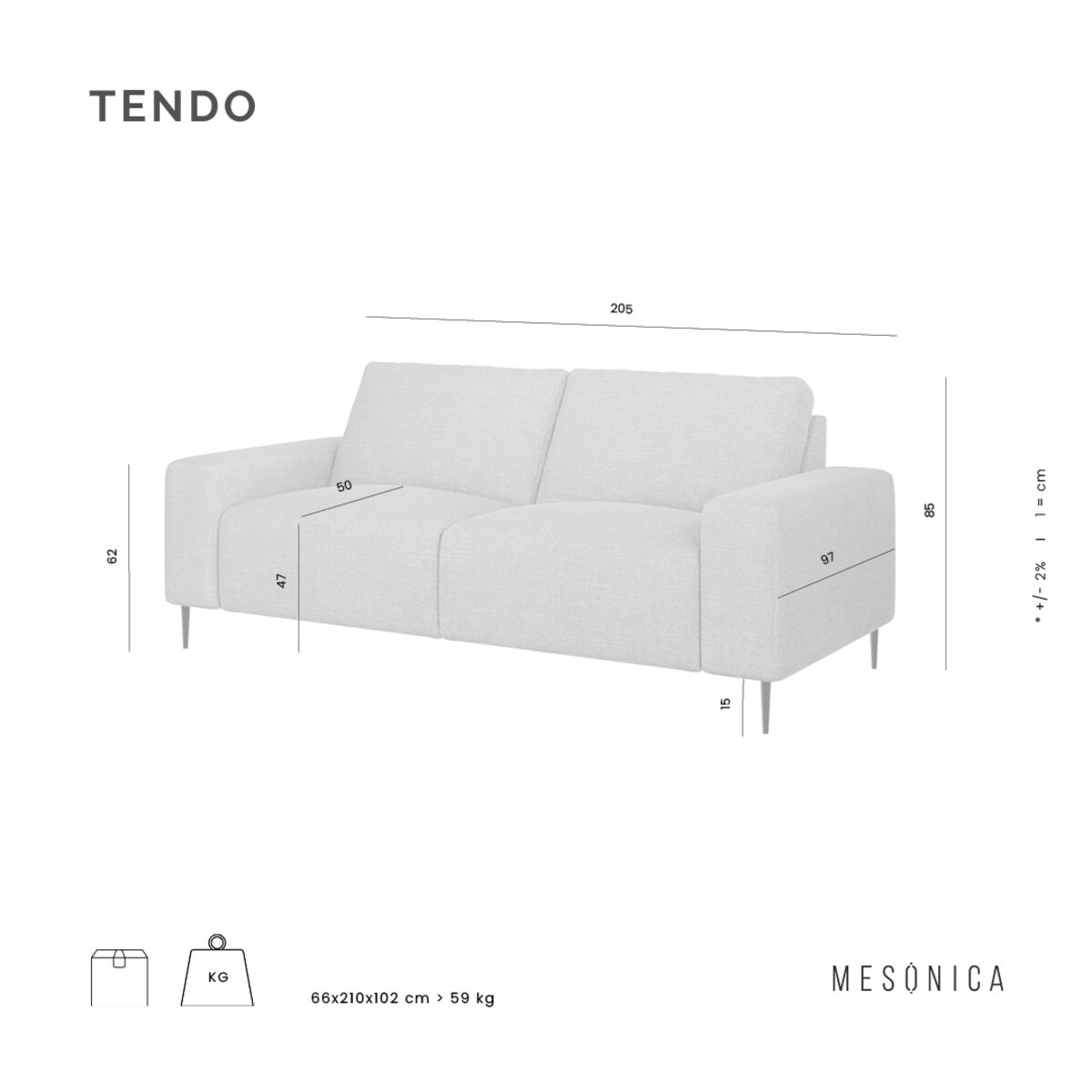 Tendo Sofa 2-osobowa - ciemnozielona