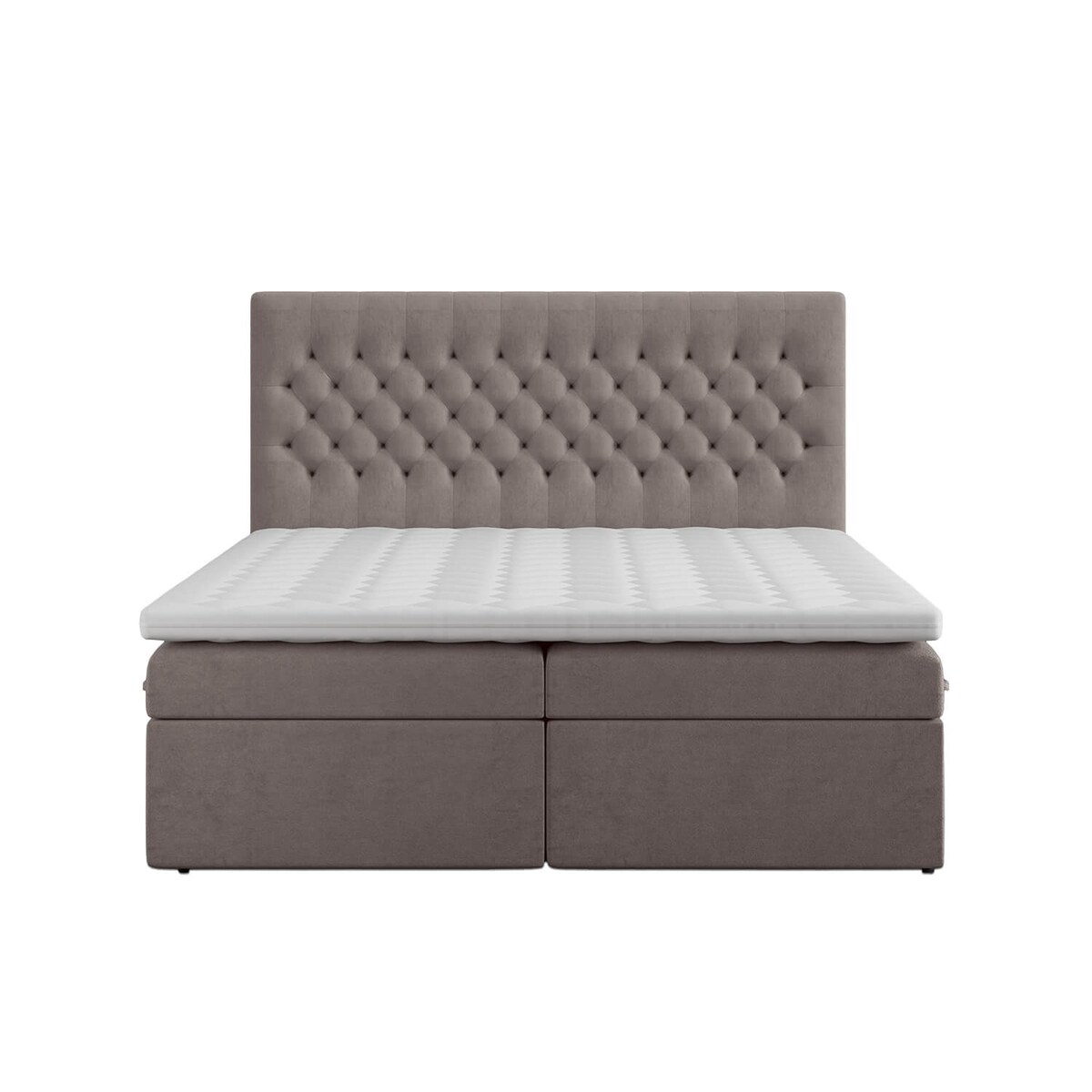 Łóżko kontynentalne ANNETTE 200x200 z pojemnikiem, Taupe, tkanina Magic Velvet 2209
