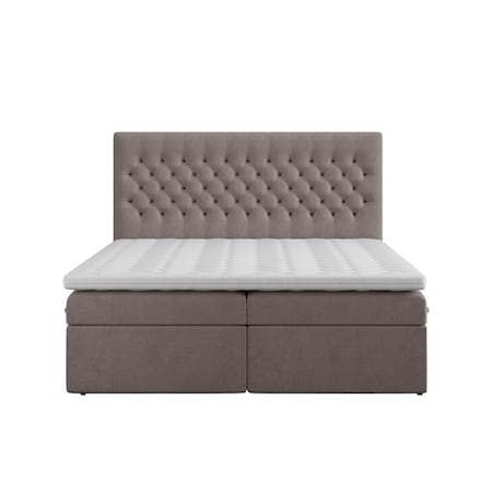 Łóżko kontynentalne ANNETTE 200x200 z pojemnikiem, Taupe, tkanina Magic Velvet 2209