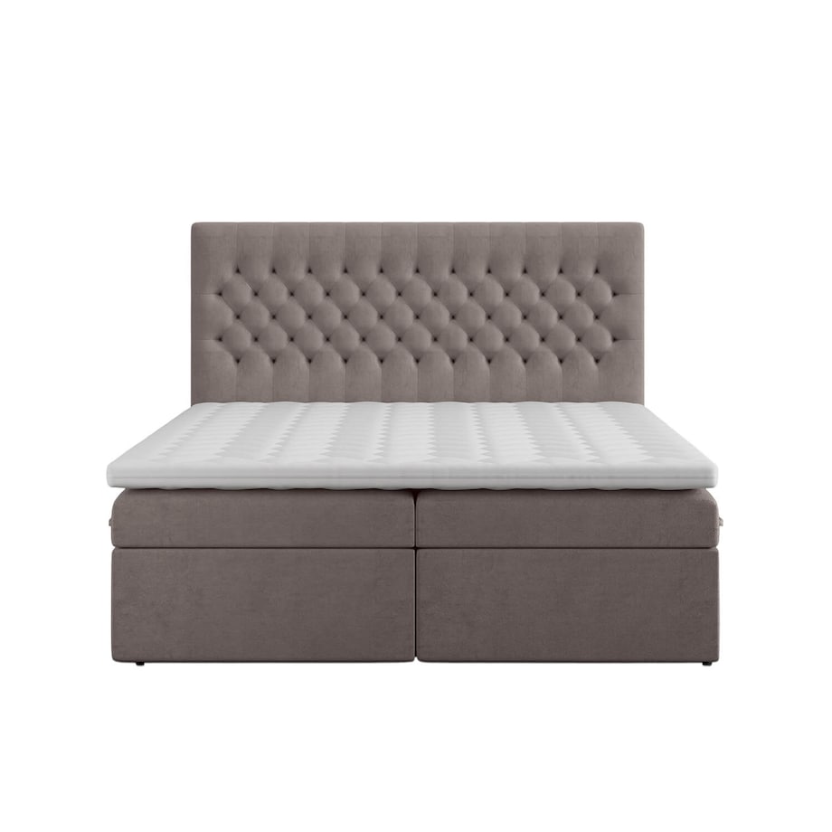 Łóżko kontynentalne ANNETTE 200x200 z pojemnikiem, Taupe, tkanina Magic Velvet 2209