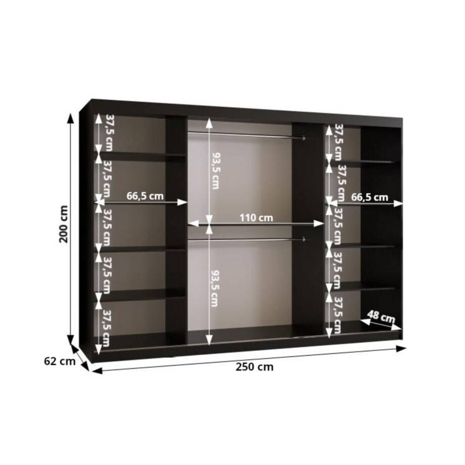 Szafa przesuwna Garderoba RAMIRO 2 250 gł. 62 biały