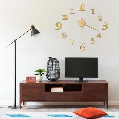 vidaXL Zegar ścienny 3D, nowoczesny design, złoty, 100 cm, XXL