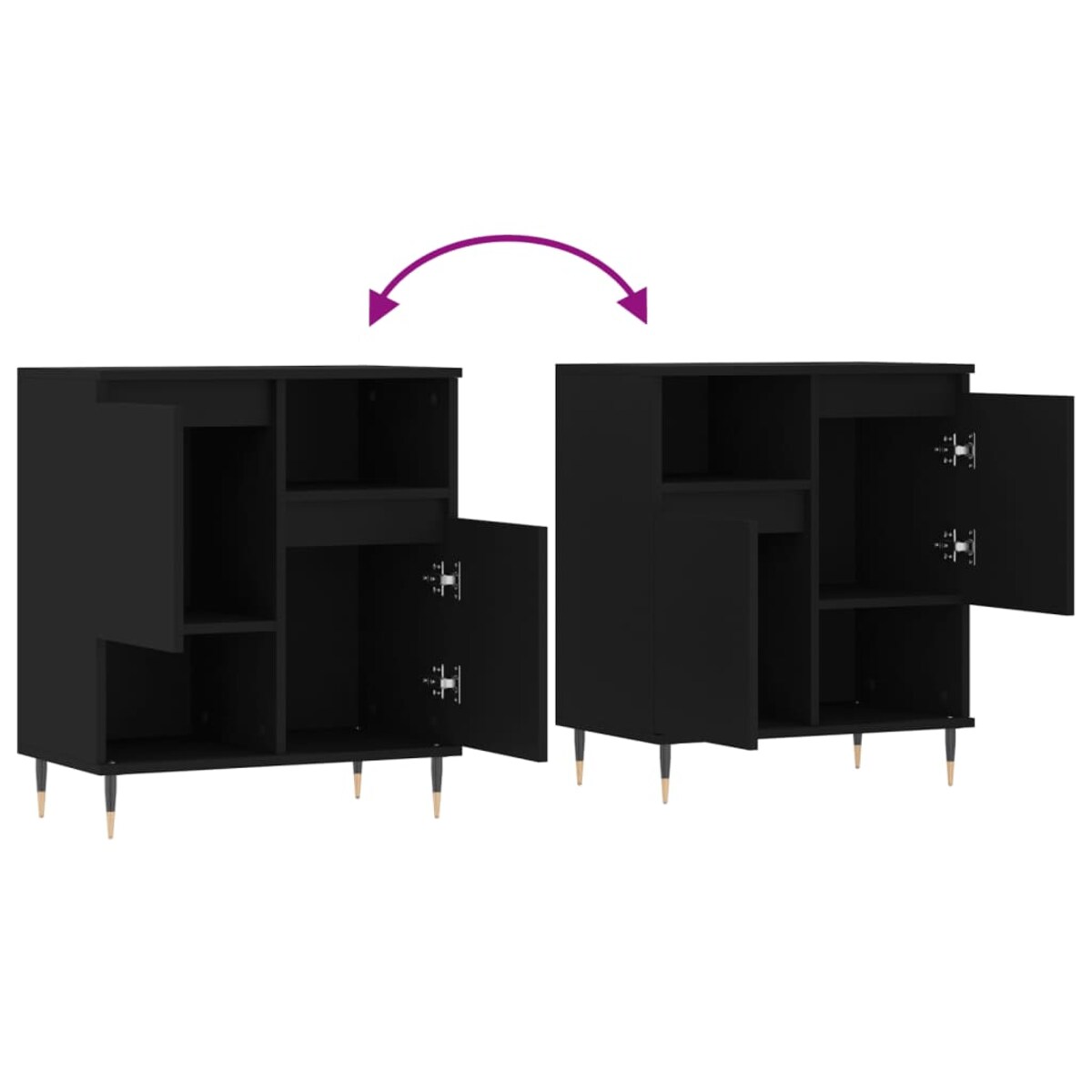 vidaXL Komoda, czarna, 60x35x70 cm, materiał drewnopochodny