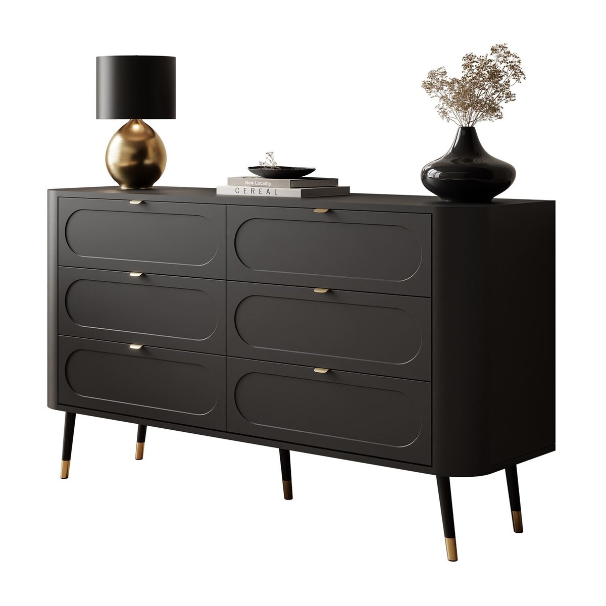 Komoda pokojowa 6S SHADOW z szufladami, czarna