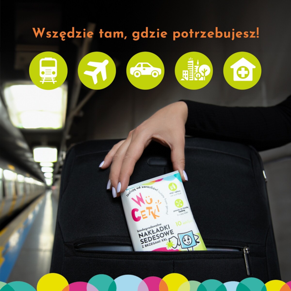 Jednorazowe papierowe nakładki na toaletę z wygodnymi brzegami XXL dla dzieci i dorosłych 10 szt., WuCetki