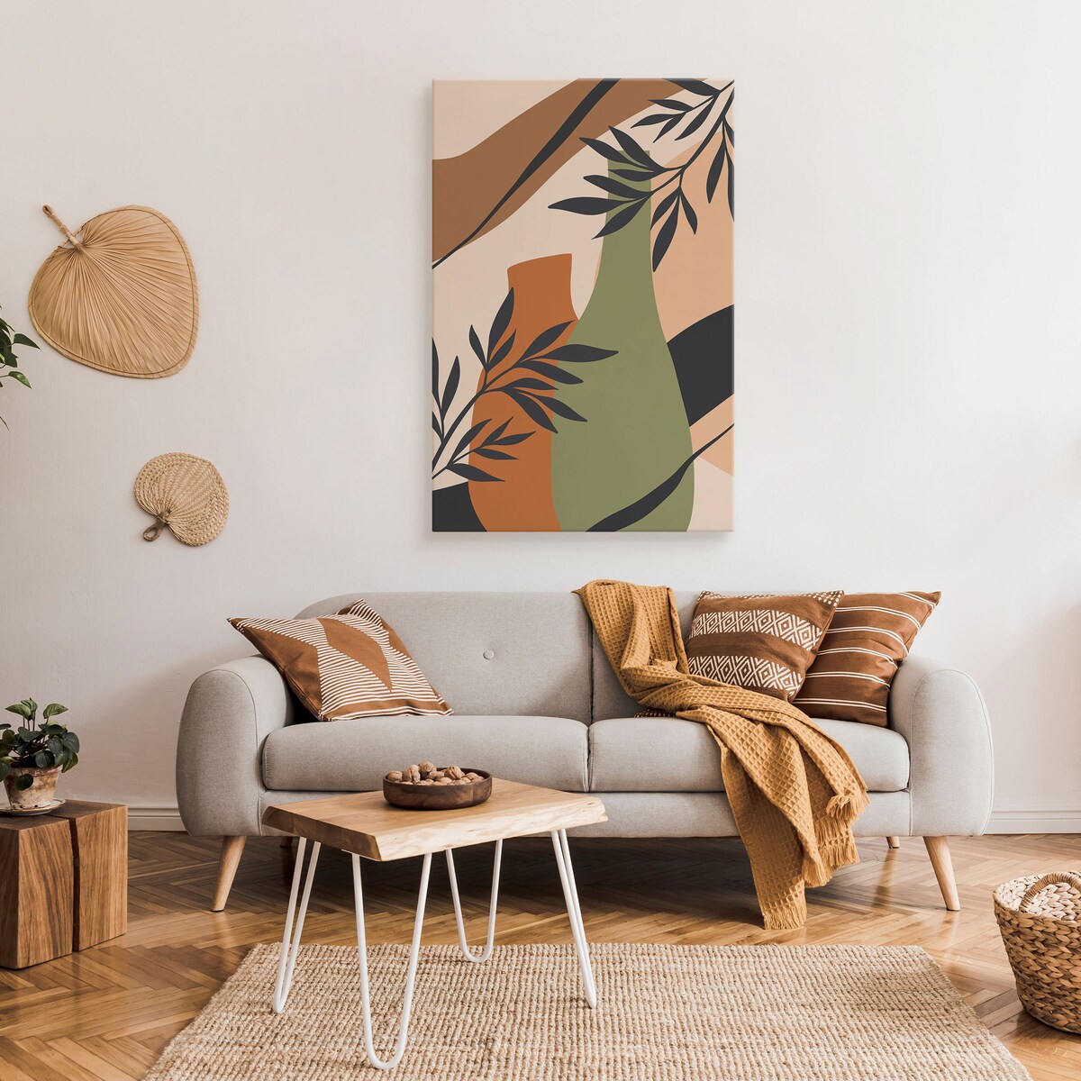 Obraz Oliwkowe Dzbanki Pośród Palm 80x120cm