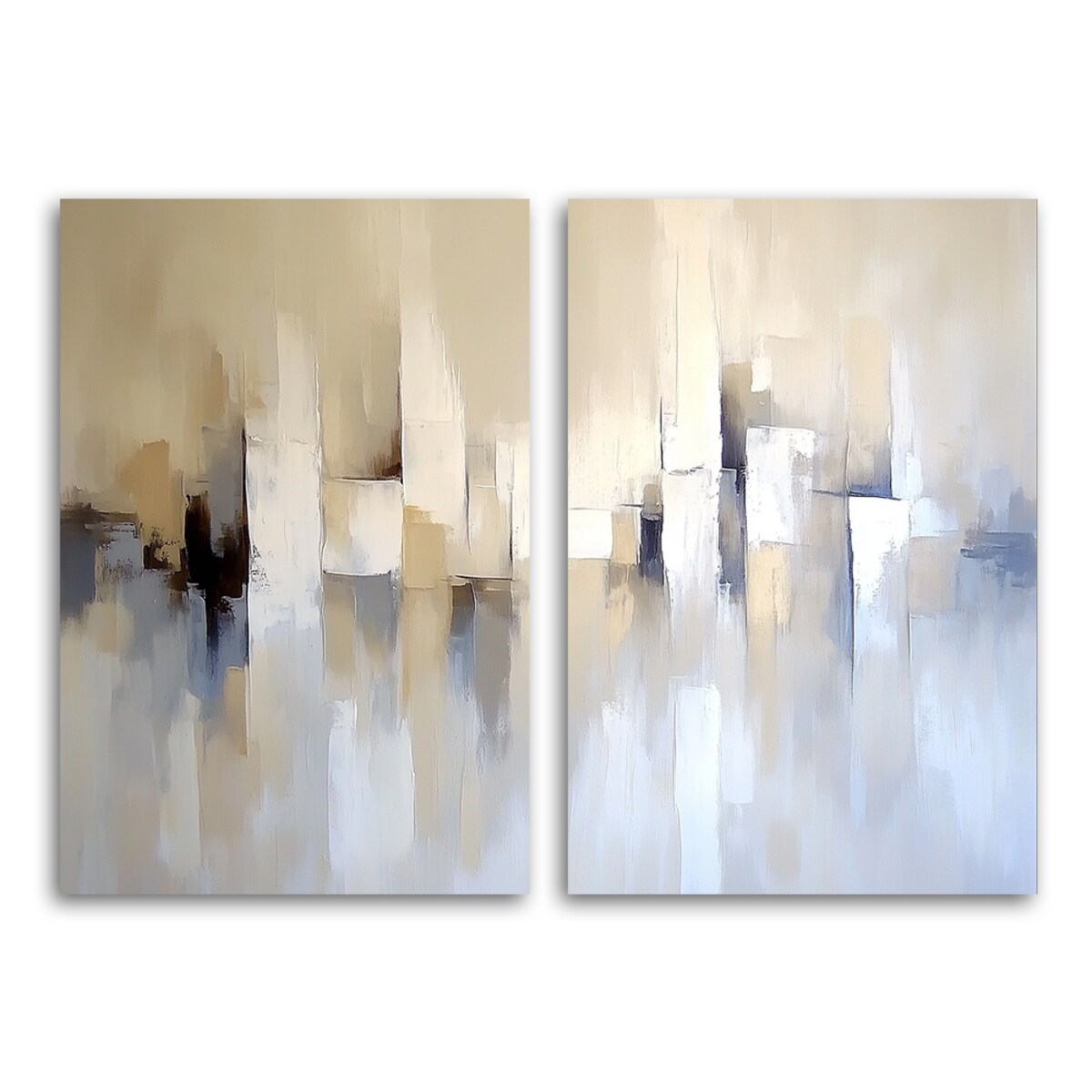 Obrazy sety 2szt nowoczesne do salonu sypialni loftu biura Beżowa abstrakcja boho tekstura 140x100 (2x70x100)