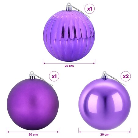 vidaXL Zestaw bombek choinkowych XXL 4 szt. Liliowy śr. 20 cm