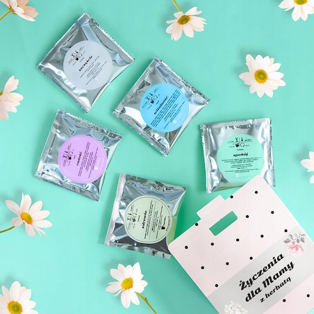 PREZENT NA DZIEŃ MAMY DLA MATKI ZESTAW 5 HERBAT SYPANYCH W RÓŻANYM PUDEŁKU