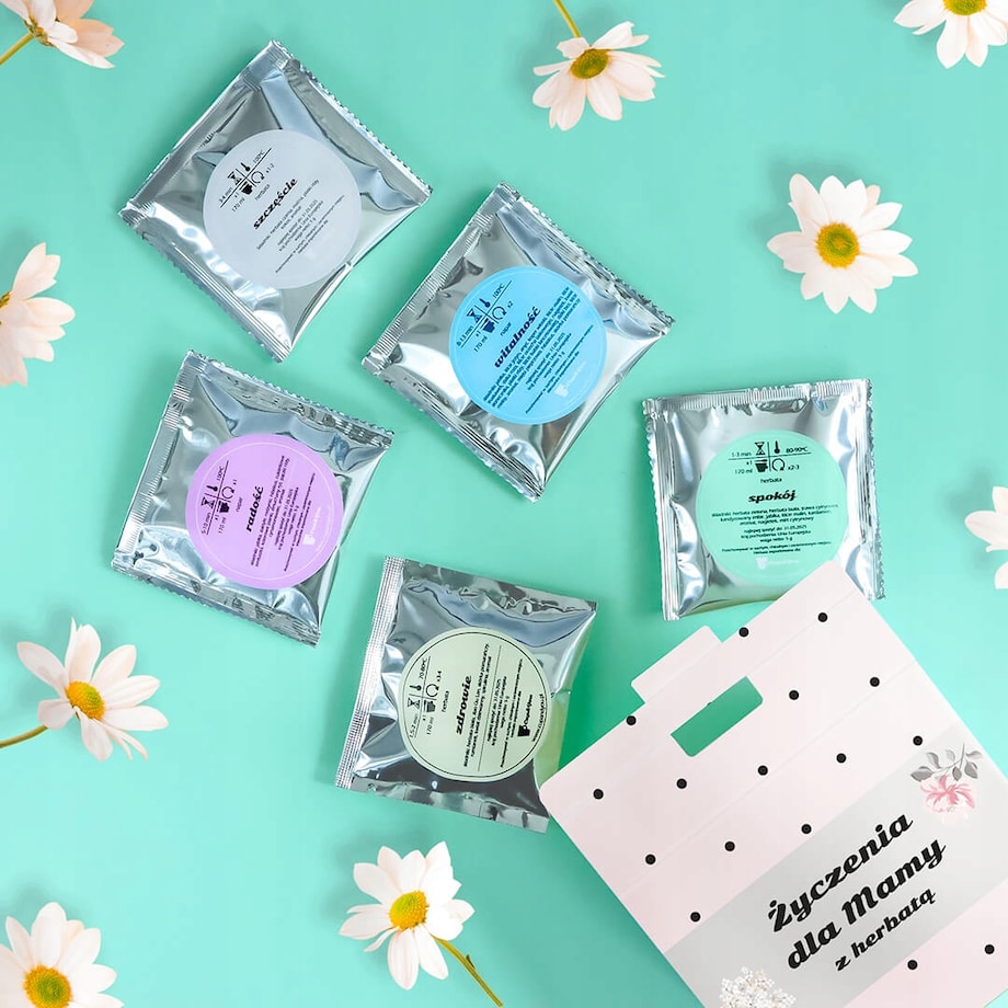 PREZENT NA DZIEŃ MAMY DLA MATKI ZESTAW 5 HERBAT SYPANYCH W RÓŻANYM PUDEŁKU