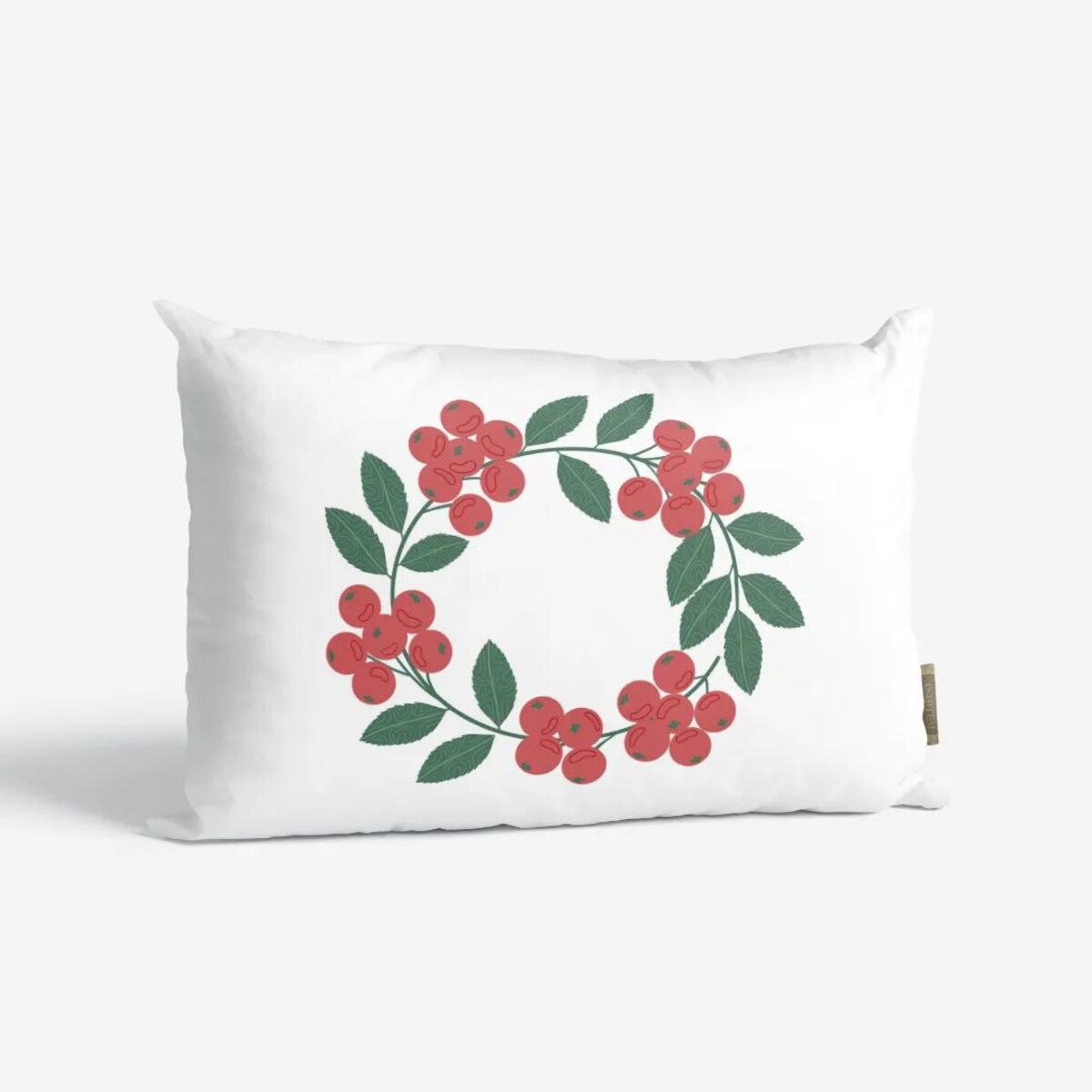 Poduszka świąteczna - jarzębinowy wieniec