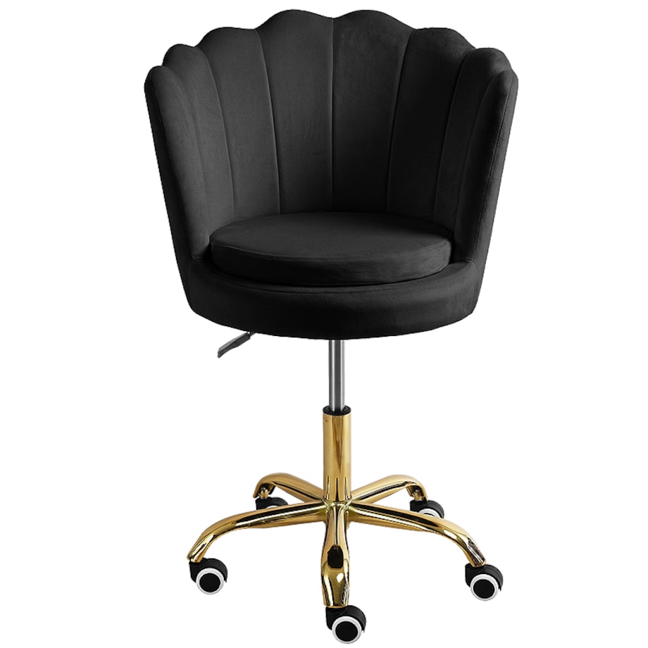 Fotel obrotowy krzesło muszelka welurowy do biurka toaletki czarny shell