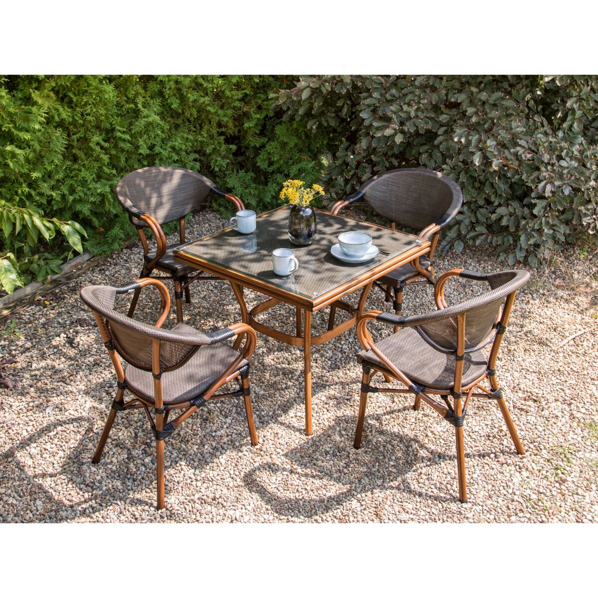 Stół ogrodowy Szkło Ciemne drewno CASPRI II