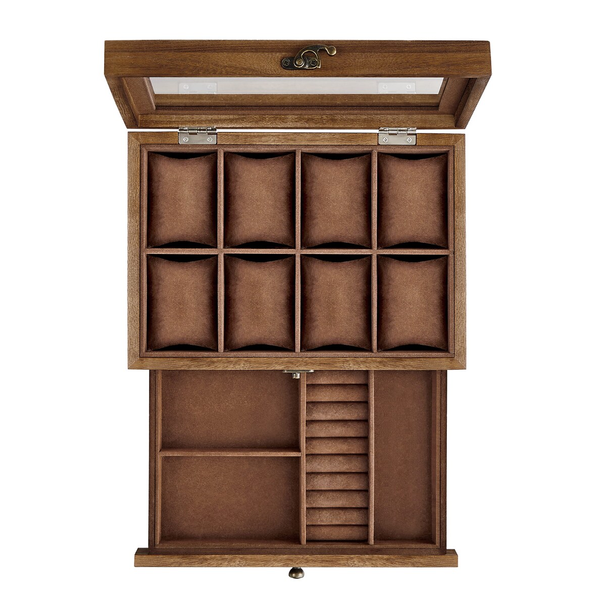 Kasetka Szkatułka Na Zegarki Biżuterie Prostokątna Brązowa