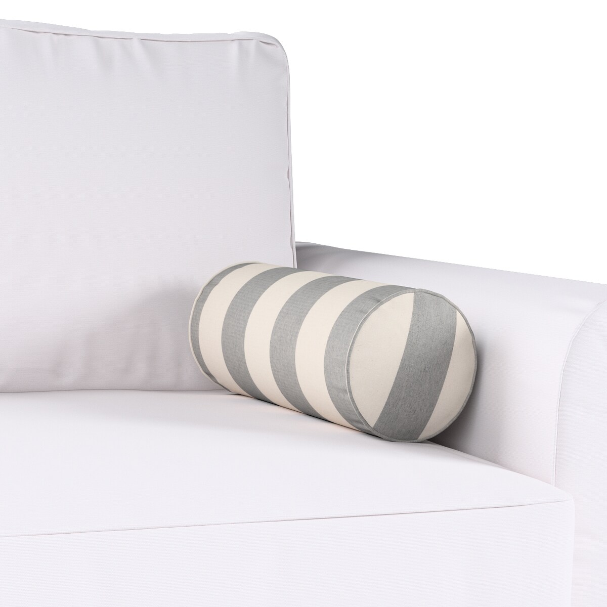 Poduszka wałek prosty, biało-szare pionowe pasy (5,5cm), Ø16 x 40 cm, Quadro