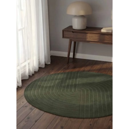Dywan wełniany okrągły 150cm do salonu ,miekki zielone włosie,efekt 3d