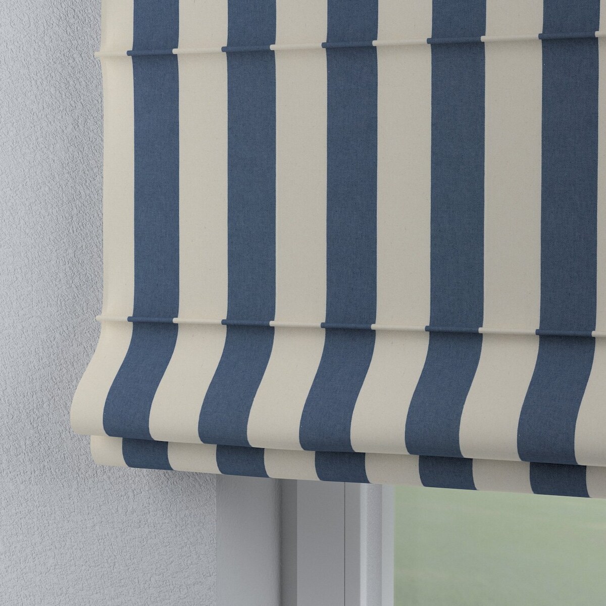 Roleta rzymska Capri, niebiesko-białe pionowe pasy (5,5cm), Quadro