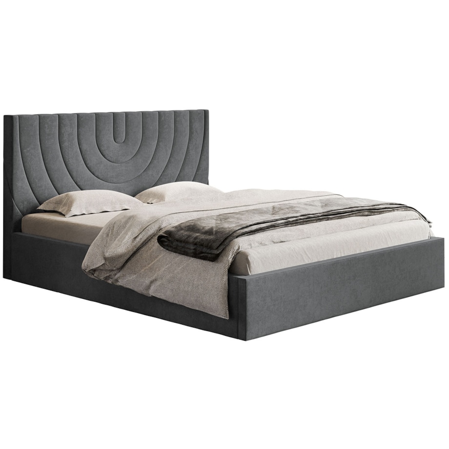 Łóżko tapicerowane 160x200 OLDO 6 z pojemnikiem, do sypialni - szare