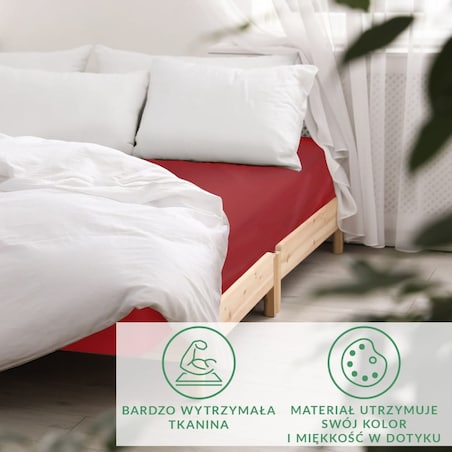Prześcieradło satynowe z gumką 90x200 kolor Czerwony