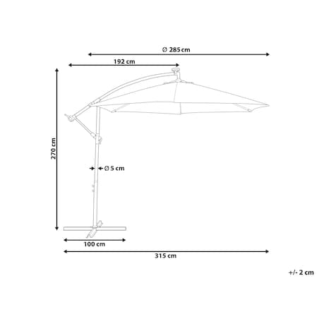 Parasol ogrodowy na wysięgniku LED 285 cm CORVAL Grafitowy