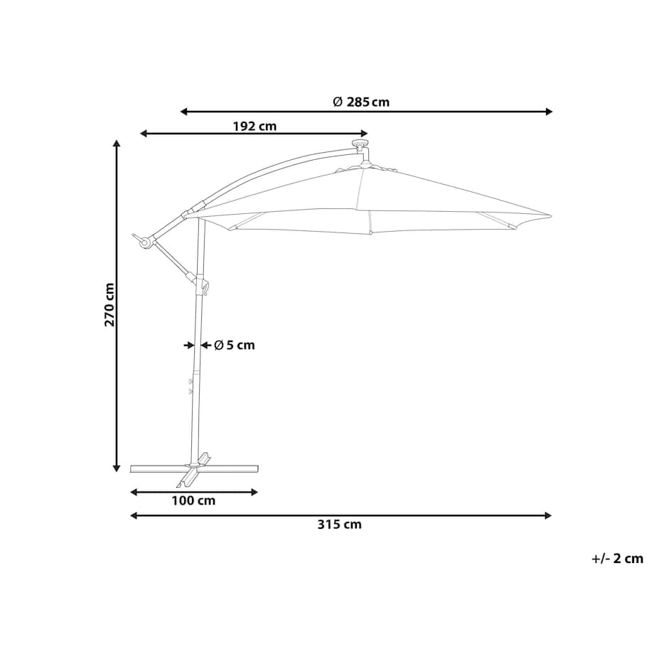Parasol ogrodowy na wysięgniku LED 285 cm CORVAL Grafitowy