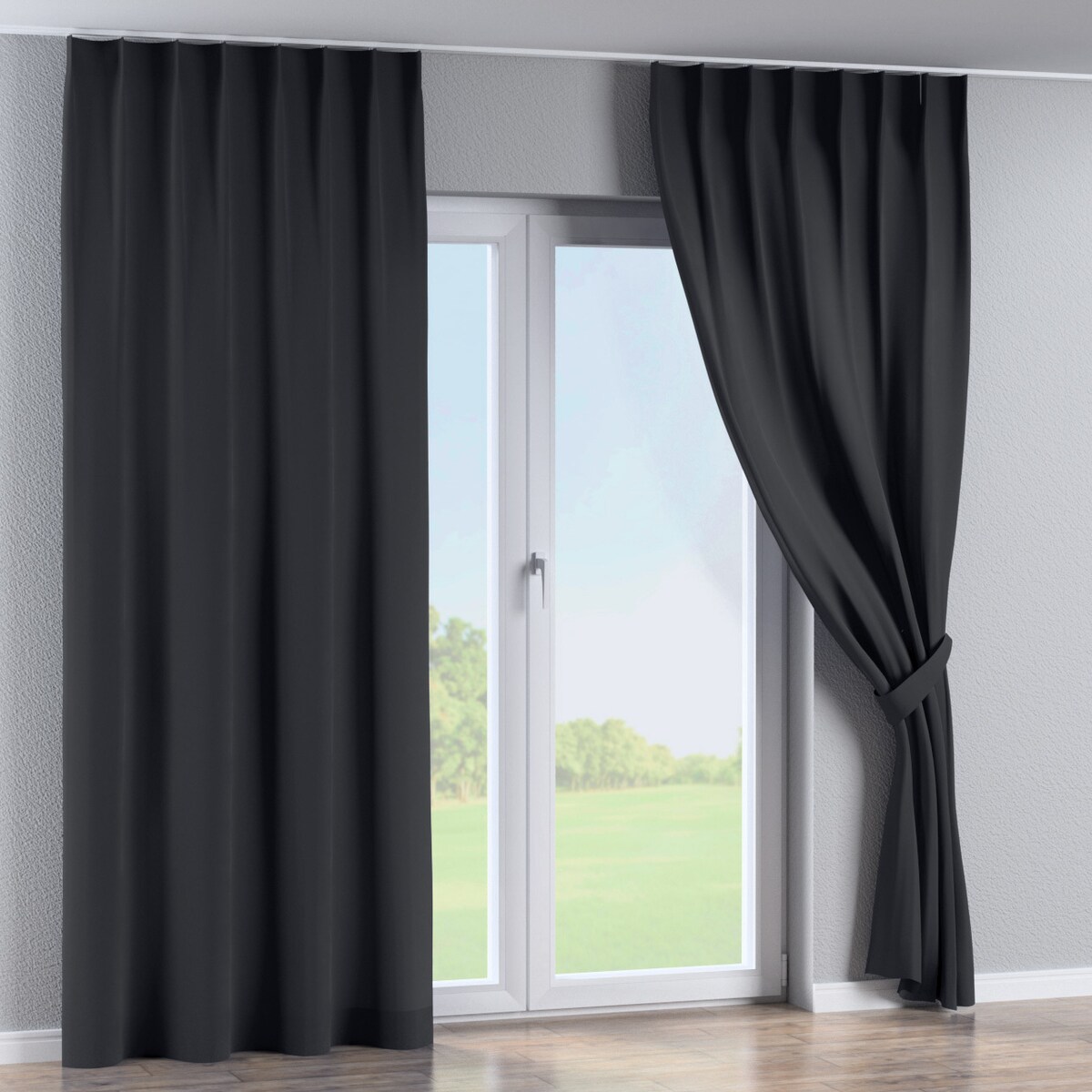 Zasłona na haczykach flex pojedynczych 130x260 czarny