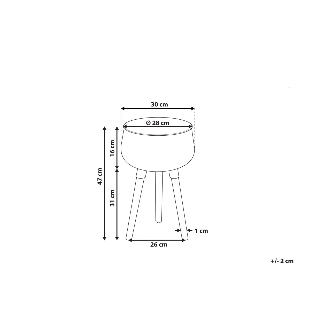 Doniczka na stojaku metalowa 30 x 30 x 47 cm czarna z jasnym drewnem AGROS