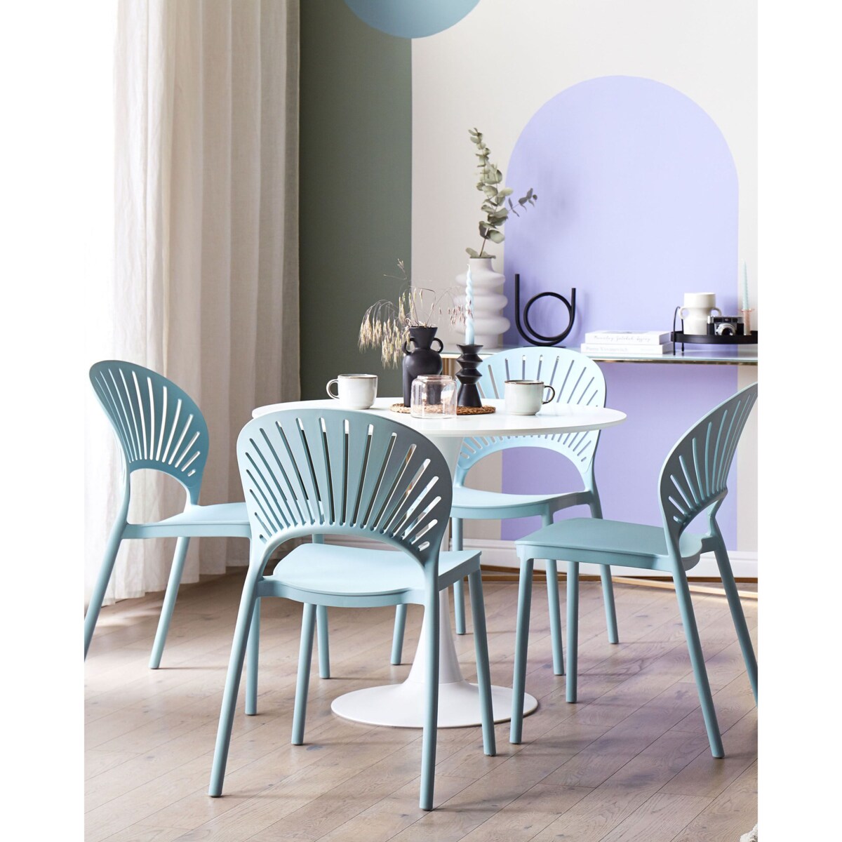 Zestaw 4 krzeseł ogrodowych OSTIA Błękitny