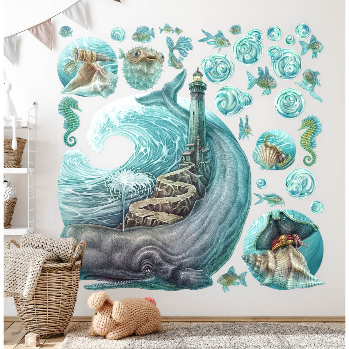 Zestaw naklejek na ścianę, Latarnia morska, 100cm
