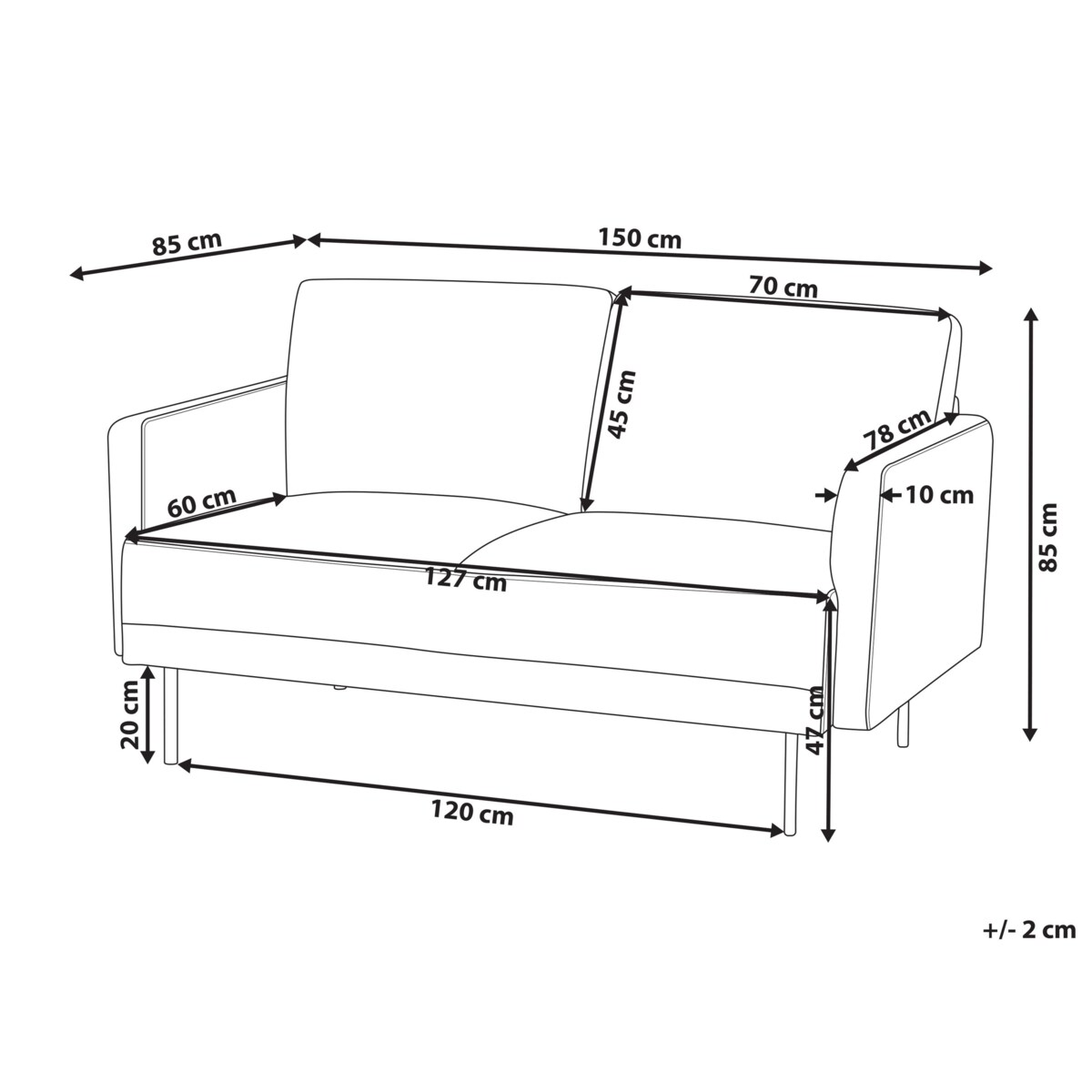 Sofa 2-osobowa jasnobeżowa BREDA