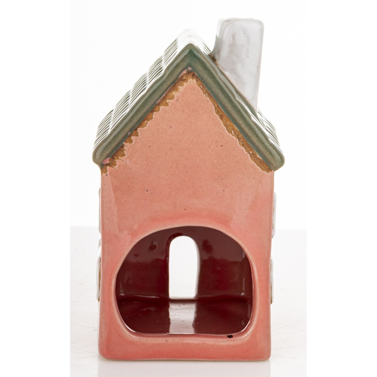 Ceramiczny domek 10,5x6x6 cm GILLI-3 na tea-lighty, czerwony